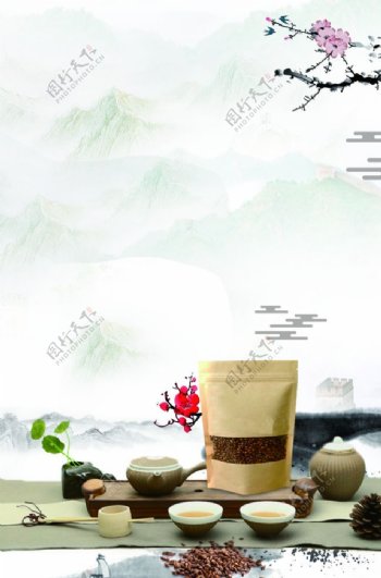 淡绿色传统茶叶海报