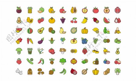 卡通蔬菜水果图标设计
