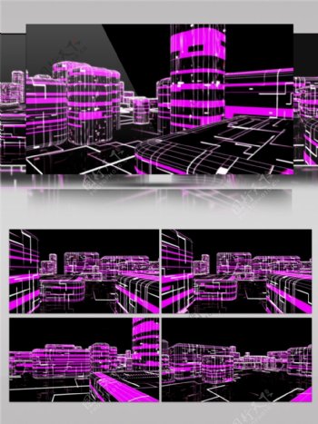 紫色光束城市动态视频素材