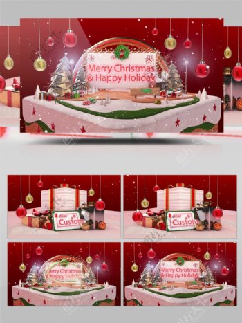 圣诞贺卡的礼物盒子祝福视频AE模板