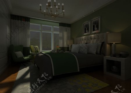 卧室三维模型图效果图