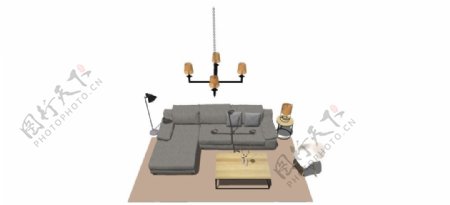 家居客厅su模型综合效果图