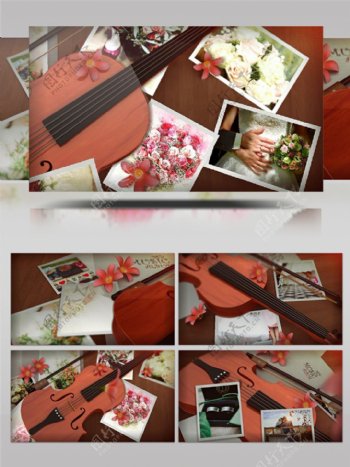 优雅小提琴婚礼图像展示视频AE模板