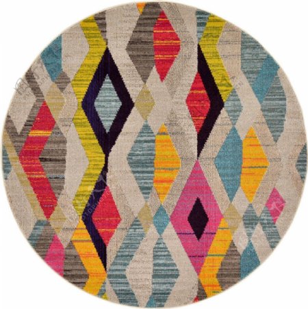 圆形图案多彩条纹地毯贴图素材