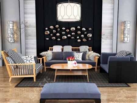 现代简约客厅沙发模型3D模型