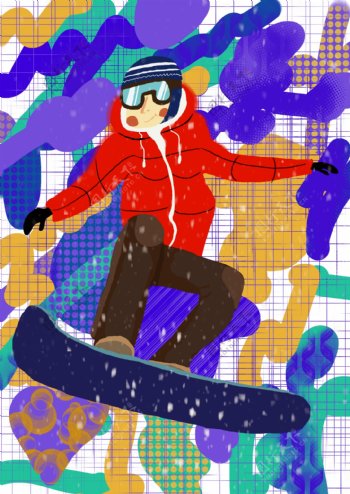 滑雪人加纹理背景