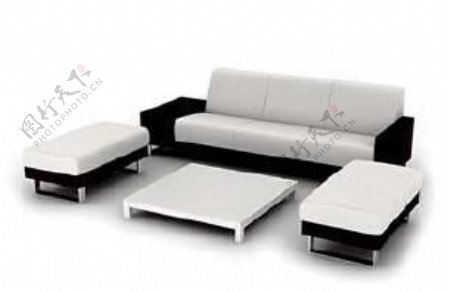3d渲染黑白组合沙发效果图