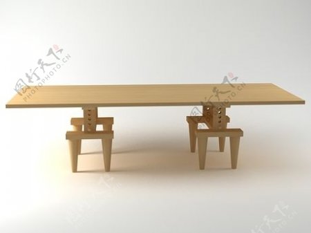 现代简约创意木制桌子模型素材