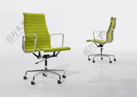 绿色绒布靠背电脑椅模型