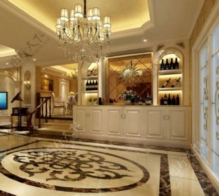 奢华大气欧式风格餐厅酒柜效果图设计