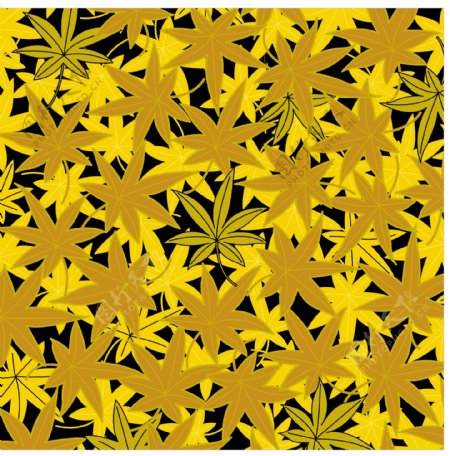金黄色叶子花纹无缝背景图