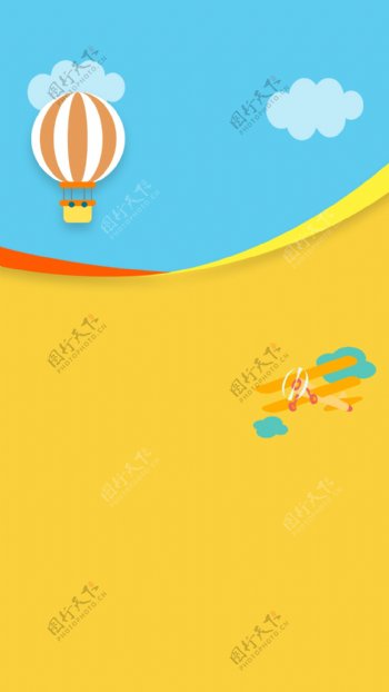 黄色热气球背景素材
