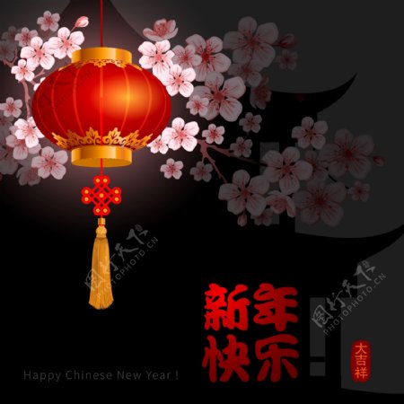 灯笼中国传统新年春节矢量素材