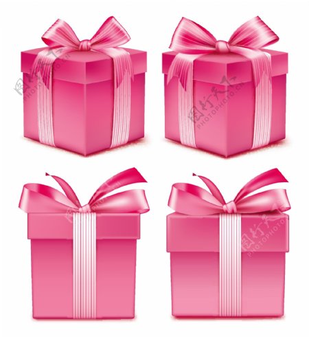 粉色礼物包装盒矢量素材