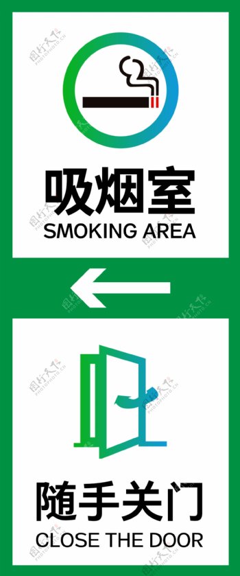 吸烟室指示牌随手关门