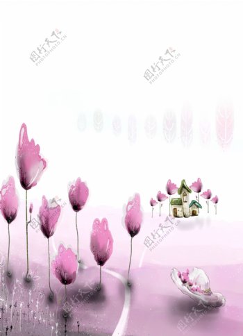 紫色花卉插画