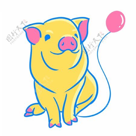 猪年大吉可爱气球小猪可商用