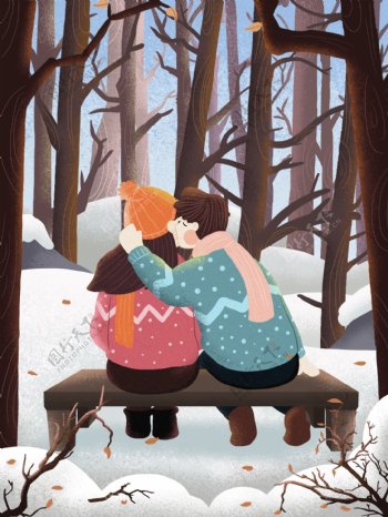 冬季情侣约会日常相约森林赏雪