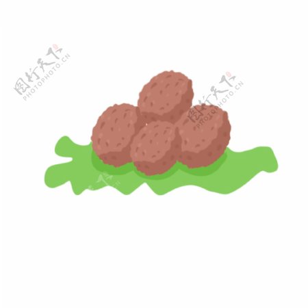 手绘美食火锅涮锅菜品系列牛肉丸