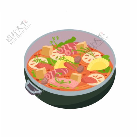 手绘美食火锅涮锅菜品系列