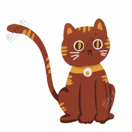 卡通棕色猫咪图案