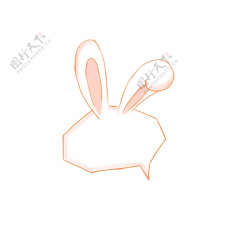 卡通可爱白耳朵小兔子动物对话框边框元素