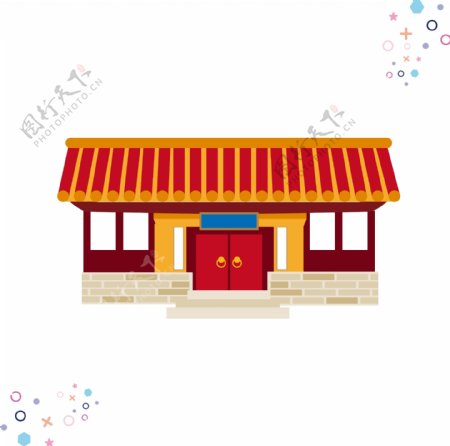 中国古代建筑矢量手绘元素背景套图11