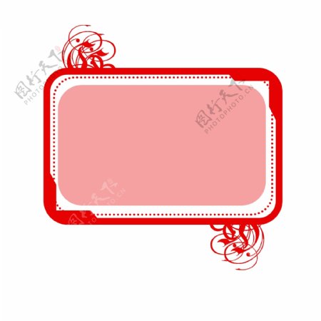 红色花纹长方形中国风边框素材可商用