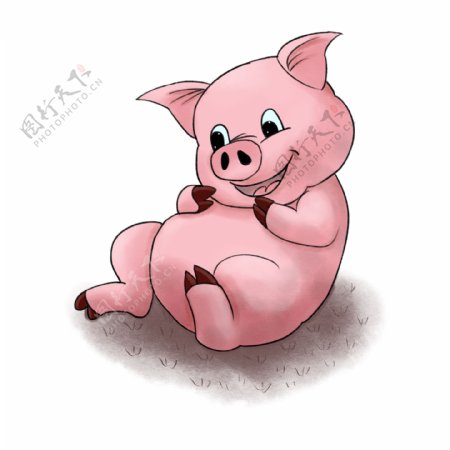 手绘猪年简约小猪形象