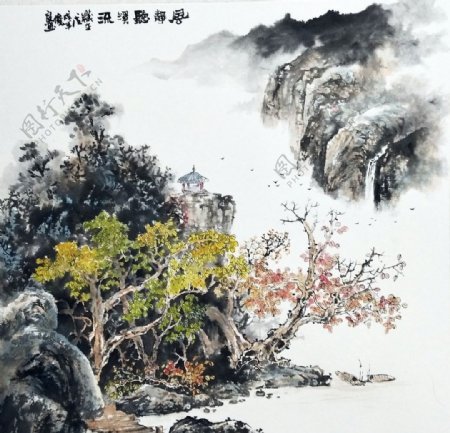 国画刘俊良作品传统山水画中国风