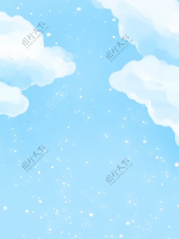 手绘冬季蓝天云朵背景设计