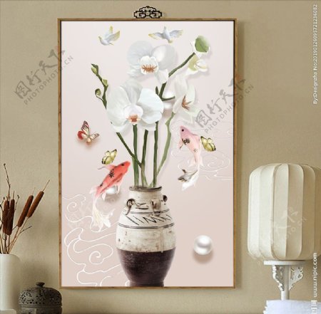 欧式立体花瓶花卉单幅装饰画