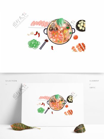 火锅美食手绘元素设计