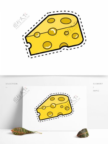 手绘卡通美食奶酪免抠元素