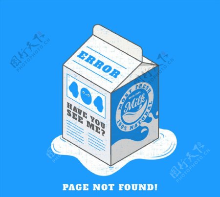 创意404错误页面漏掉的牛奶