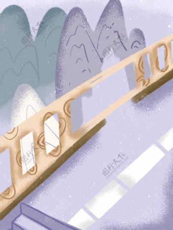 彩绘冬季台阶栅栏背景设计