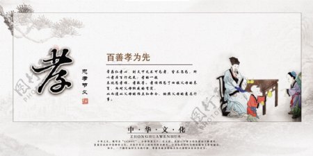中华文化传统美德宣传挂画