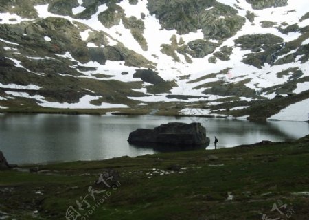 雪山下的小湖