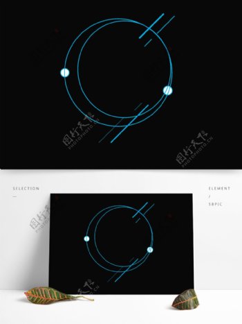 圆形单色蓝色科技感边框素材可商用