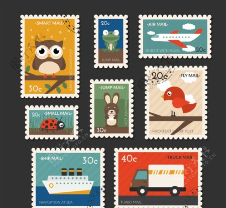 旅行与动物邮票