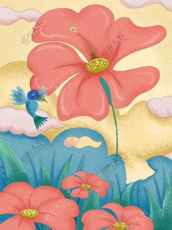 创意彩色花卉背景素材