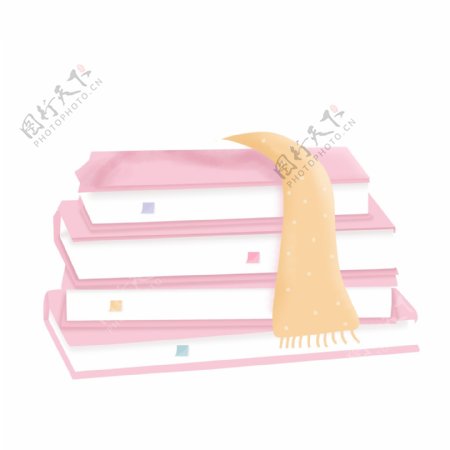 粉色书堆图案元素