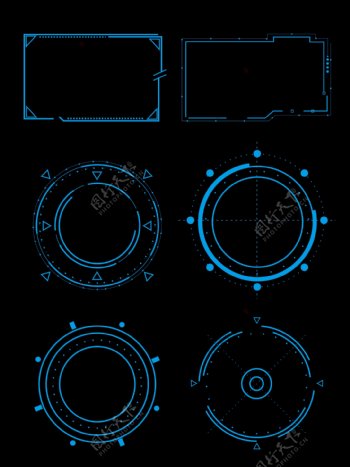 蓝色未来感科技边框几何边框方框圆框对话框