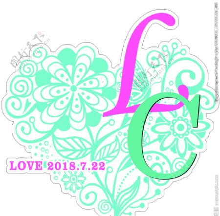 婚礼logo清新爱心