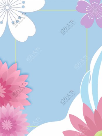花朵边框元素小清新粉红色广告背景