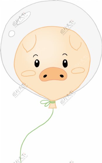 愚人节卡通可爱小猪气球装饰元素
