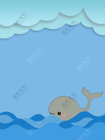 卡通海面鲸鱼背景