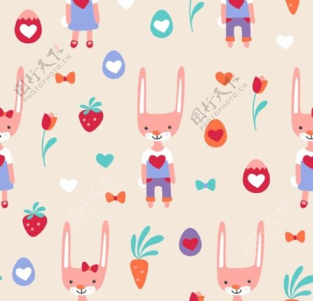 小兔子爱心小草莓图案设计