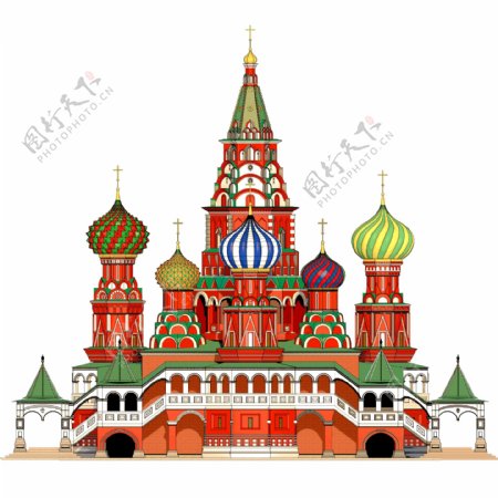 手绘俄罗斯教堂建筑