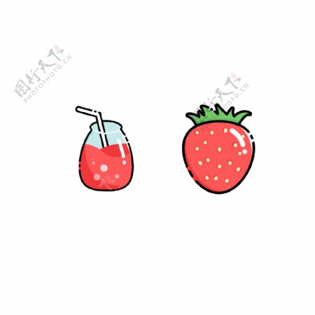 卡通红色草莓水果